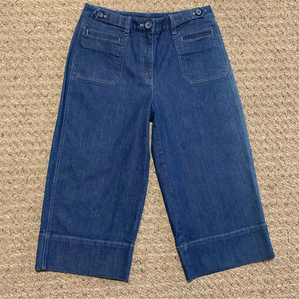 Talbots Vintage Wide Leg Culotte Crop Denim Jean Pants 90s Y2K